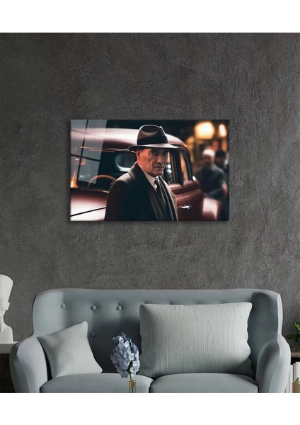 Marsilyan- Yapay Zeka Atatürk Portresi Cam Tablo Ev ve Ofis Duvar Dekoru modelleri
