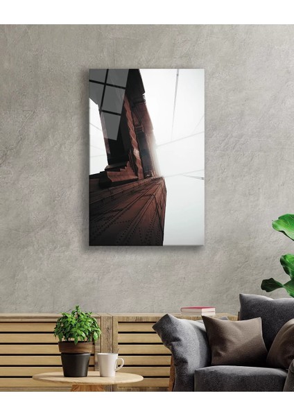 Marsilyan- Geometrik Mimari Kahverengi Beyaz Cam Tablo White Brown fiyatları