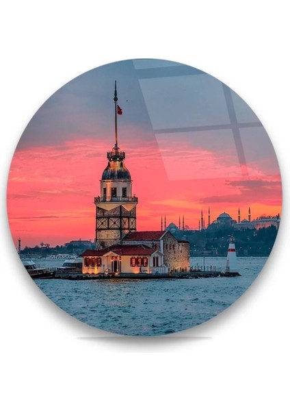 Marsilyan- Kız Kulesi Yuvarlak Cam Tablo
