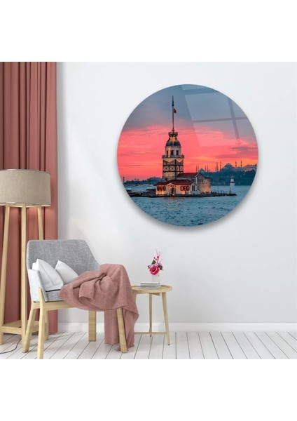Marsilyan- Kız Kulesi Yuvarlak Cam Tablo fiyatları