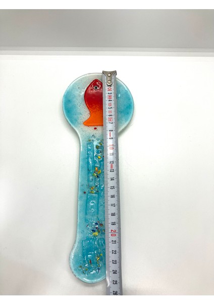 Cam Kaşıklık El Yapımı Balık Desenli Buz Mavisi fiyatları