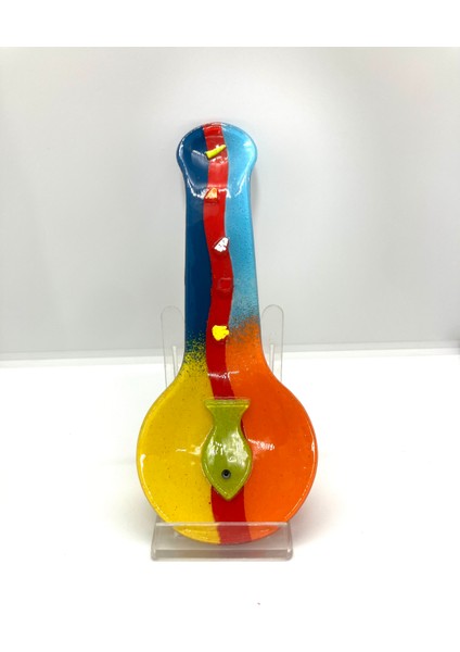 Cam Kaşıklık El Yapımı Balık Desenli Çok Renkli