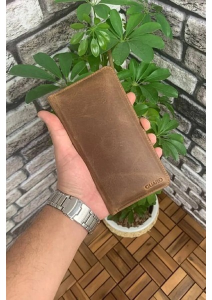 Hakiki Deri Antik Taba Telefon Girişli Erkek Portföy Cüzdan (T1503)