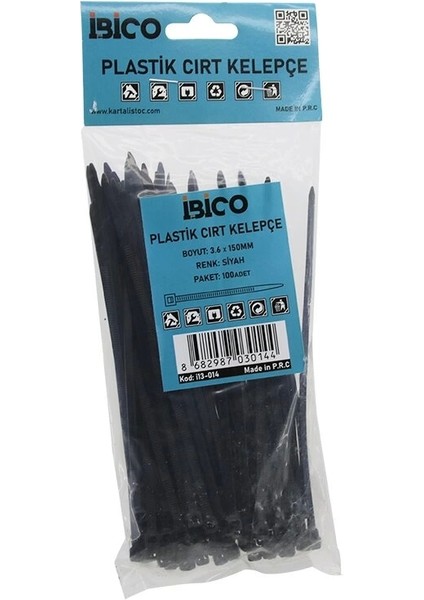 Siyah 3.6X150MM Plastik Cırt Kelepçe 100PCS