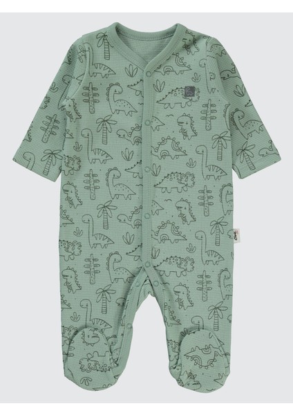 Erkek Bebek Patikli Tulum 1-6 Ay Soft Haki