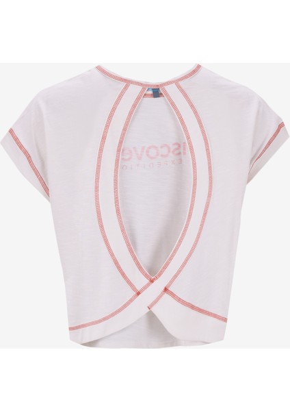 D5SL-TST3571 Kırık Beyaz Bisiklet Yaka Relaxed Baskılı Kadın T-Shirt fiyatları
