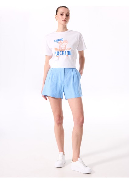 Bisiklet Yaka Baskılı Beyaz Kadın T-Shirt F5SL-TST0470 fiyatları
