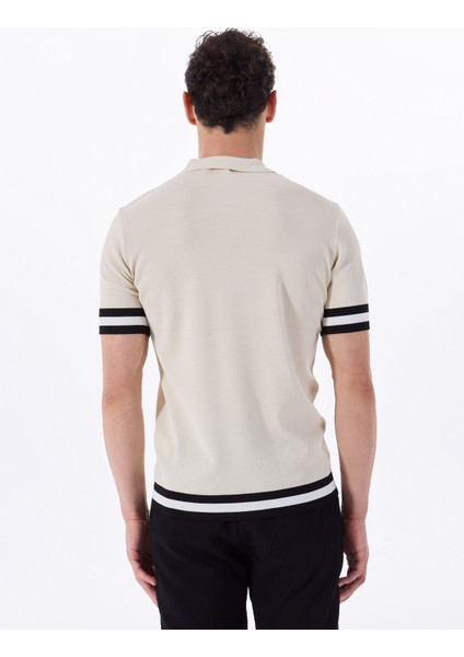 Polo Yaka Regular Fit Jakarlı Bej Erkek Kazak FC5SM-KZK 2567 indirimleri