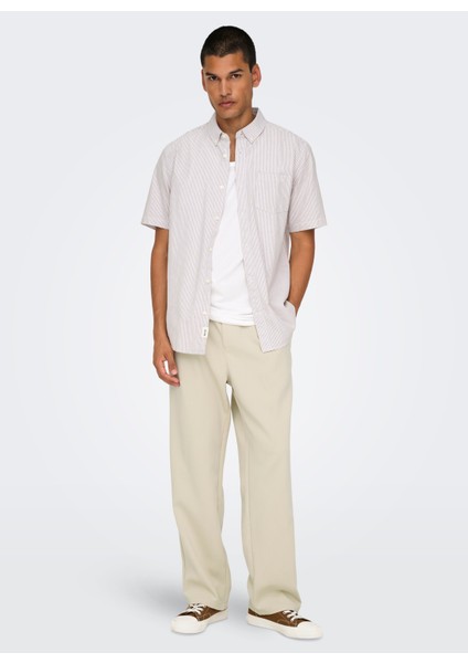 Normal Bel Boru Paça Ekru Erkek Pantolon Onswıll 0292 Loose Strıng Pant Noos