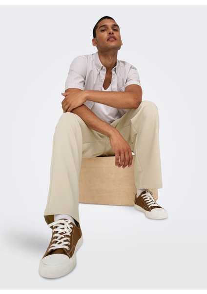 Normal Bel Boru Paça Ekru Erkek Pantolon Onswıll 0292 Loose Strıng Pant Noos