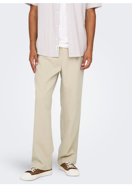 Normal Bel Boru Paça Ekru Erkek Pantolon Onswıll 0292 Loose Strıng Pant Noos