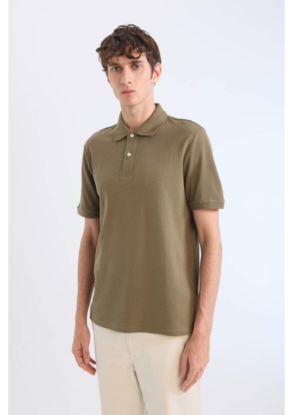 %100 Pamuk Regular Fit Polo Yaka Kısa Kollu Basic Düz Pike Kumaş Tişört C1293AX25SP modelleri