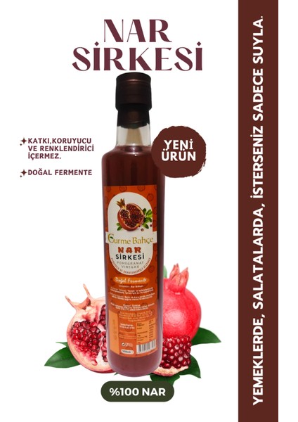 Nar Sirkesi 500 ml Pomegranate Vinegar - Katkı Koruyucu, Içermez - Nar - Doğal Fermente fiyatları