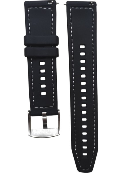 Huawei Watch Fit 2 Uyumlu Premium Dikişli Silikon Kordon Pim Çevirici Aparatlı Siyah modelleri