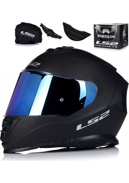 Storm 2 Mat Siyah Fullface Motosiklet Kaskı Gökkuşağı Camlı