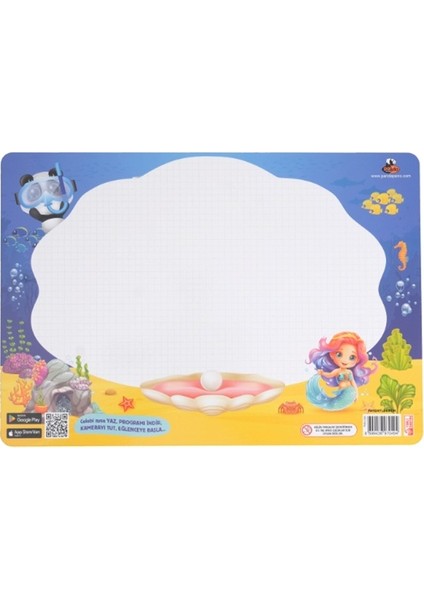 Animasyonlu Deniz Kızı Yazı Tahtası Ahşap 23X33