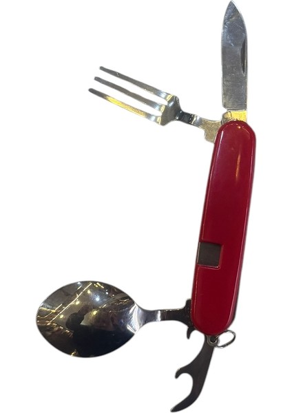 7 Fonksiyonlu Çok Amaçlı Pratik Kamp Kaşık Çatal Seti Küçük 9 cm