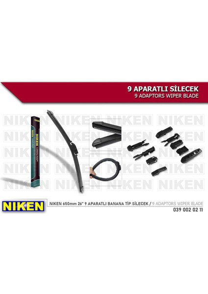 Silecek 650MM 9 Aparatli Banana Tip 11