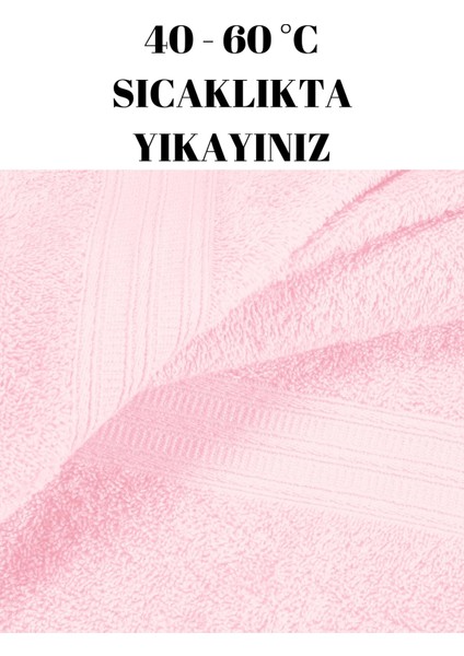 Pembe Büyük Banyo Havlusu - Pamuk - Yumuşak ve Modern - Çizgi Desenli - 90 x 150 cm