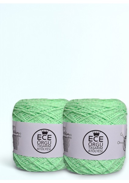 Celadon Pastel Fıstık Yeşili 7 Kat Viskon Koton Sargılı El Örgü İpi (200 Gr.)