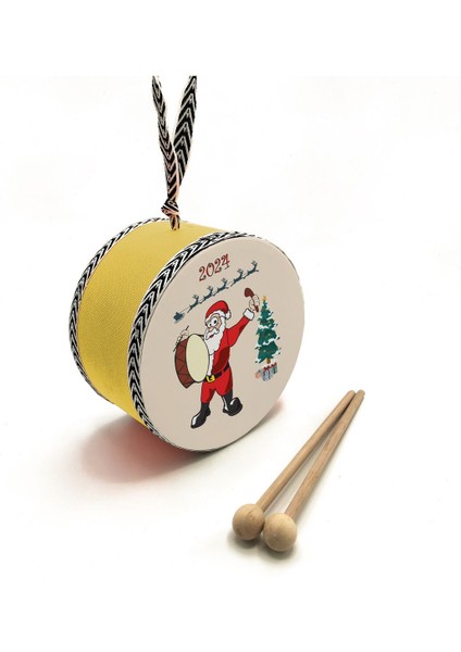 Noel Baba Baskılı Deri Oyuncak Çocuk Davulu Sarı( 2-5 Yaş) fırsatları