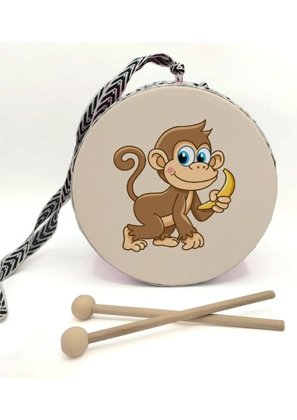 Maymun Baskılı Deri Oyuncak Çocuk Davulu Mavi( 2-5 Yaş) fiyatları