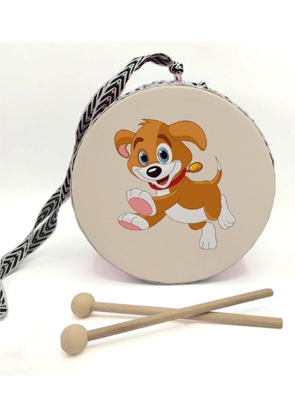 Sevimli Köpek Baskılı Deri Oyuncak Çocuk Davulu Pembe( 2-5 Yaş) fiyatları