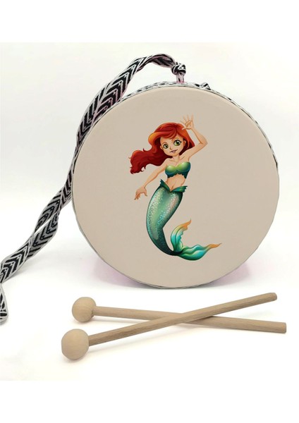 Deniz Kızı Baskılı Deri Oyuncak Çocuk Davulu Yeşil( 2-5 Yaş) fiyatları