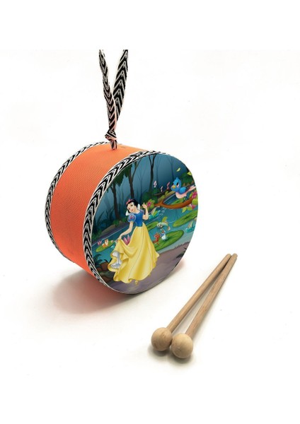 Pamuk Prenses Baskılı Deri Oyuncak Çocuk Davulu Turuncu( 2-5 Yaş) fırsatları