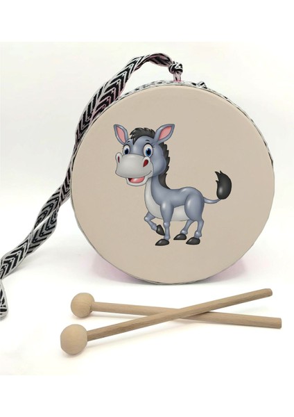 Eşek Baskılı Deri Oyuncak Çocuk Davulu Mavi( 2-5 Yaş) fiyatları