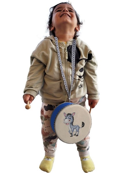 Eşek Baskılı Deri Oyuncak Çocuk Davulu Mavi( 2-5 Yaş) modelleri