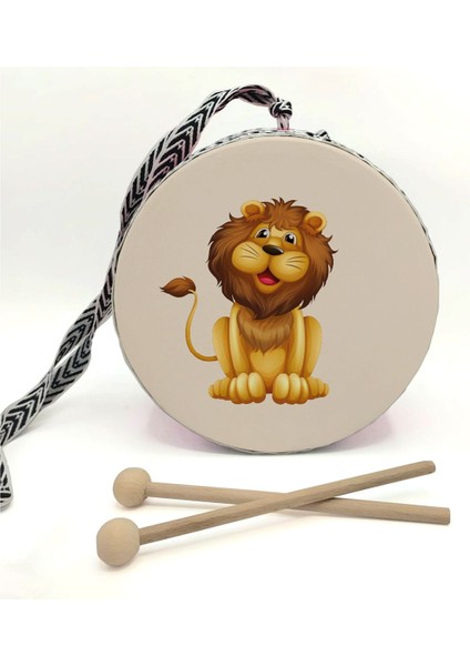 Aslan Baskılı Deri Oyuncak Çocuk Davulu Pembe( 2-5 Yaş) fiyatları