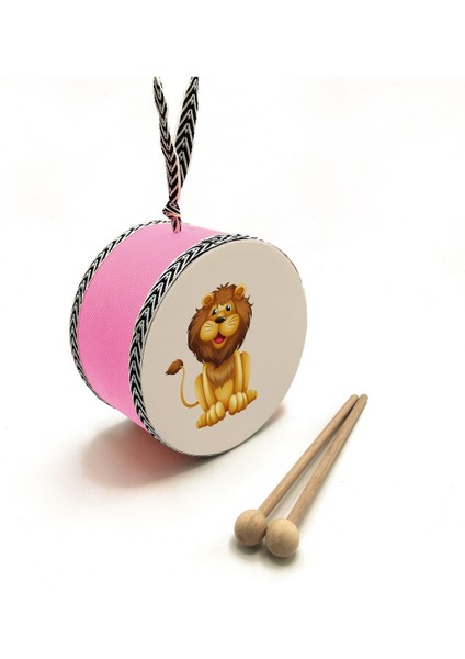 Aslan Baskılı Deri Oyuncak Çocuk Davulu Pembe( 2-5 Yaş) fırsatları