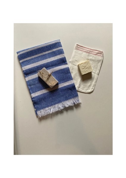Gelin Hamamı Seti, Premium Peştemal , Ponza Topuk Taşı, Doğal Zeytinyağı Sabun, Kese 4lü Set Tdrtr