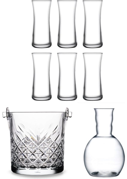 Heybeli Rakı Bardağı, Nude Kristal Karaf ve Timeless Buz Kovası 8 Parça Rakı Seti fiyatları