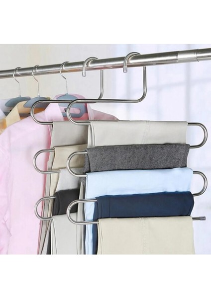 Pratik 5 Katlı Pantolon Askısı-Pantolon Askı Eşarp Şal Giysi Askısı-Dolap Içi Düzenleyici Askı ( 1 Adet )