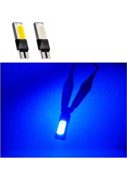 ( 2 x Adet ) 1 Takım LED T10 Dipsiz Ampul 12V Canbus Cob Blue ( Cob LED Canbus Mavi )