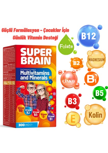 Çocuk Multivitamin Şurubu | Kolin + Magnezyum + B12 | 300 ml