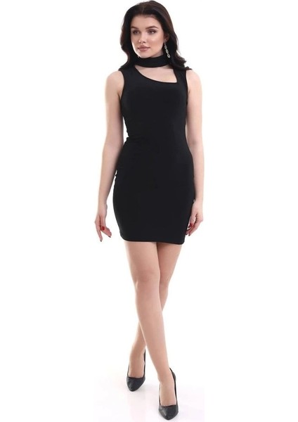 Kadın Asimetrik Yaka Sandy Kumaş Fırsat Ürün Diz Üstü Elbise fiyatları