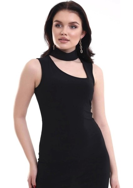 Kadın Asimetrik Yaka Sandy Kumaş Fırsat Ürün Diz Üstü Elbise fırsatları