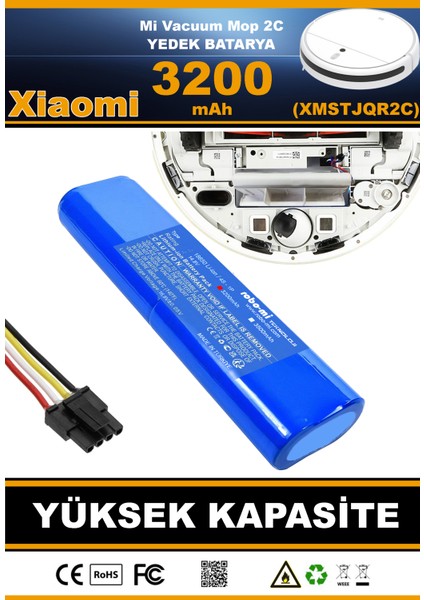 Xiaomi Mi Vacuum Mop 2C 3200mAh Robot Süpürge Bataryası - Gerçek Kapasite, Maksimum Güvenlik
