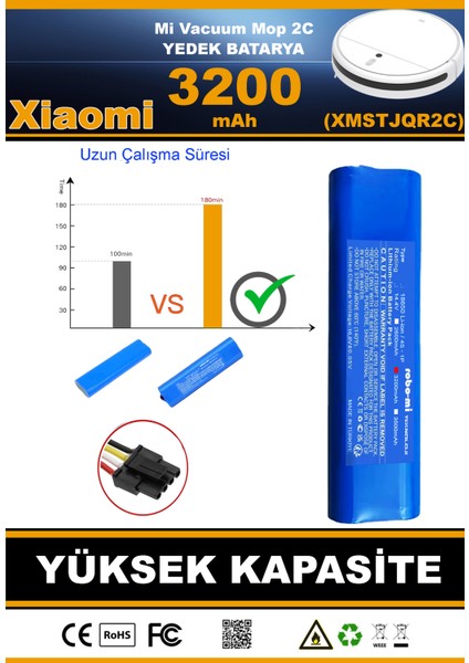 Xiaomi Mi Vacuum Mop 2C 3200mAh Robot Süpürge Bataryası - Gerçek Kapasite, Maksimum Güvenlik modelleri