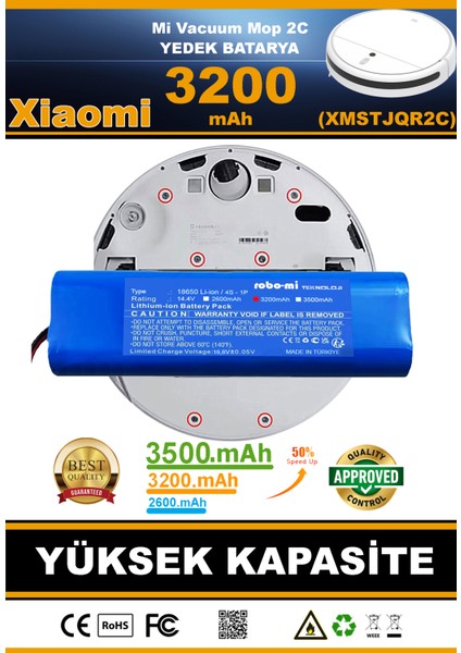 Xiaomi Mi Vacuum Mop 2C 3200mAh Robot Süpürge Bataryası - Gerçek Kapasite, Maksimum Güvenlik