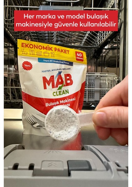 MABCLEAN Hepsi Bir Arada Toz Bulaşık Makinesi Deterjanı 40 Yıkama Ekonomik Paket 660gr