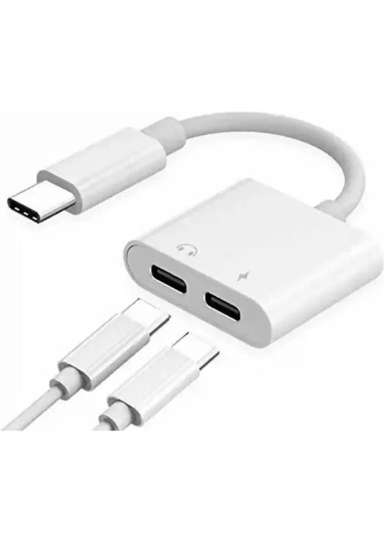 Poco X7 Ile Uyumlu 2'li Type-C Girişli Kulaklık ve Şarj Adaptörü