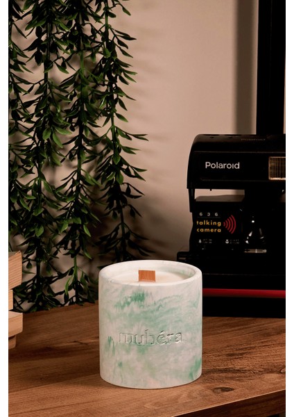 Natural Freshness – Yeşil Taş Saksı Mum (Büyük Boy)