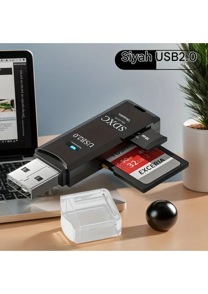 2in1 USB 2.0 Micro Sd Hafıza Kartı - Tf Kart Okuyucu Hub Adaptör Veri Aktarıcı
