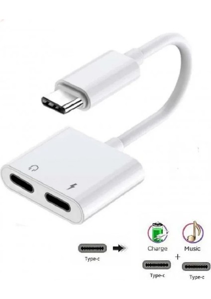 Vivo V30 Lite Ile Uyumlu 2'li Type-C Girişli Kulaklık ve Şarj Adaptörü