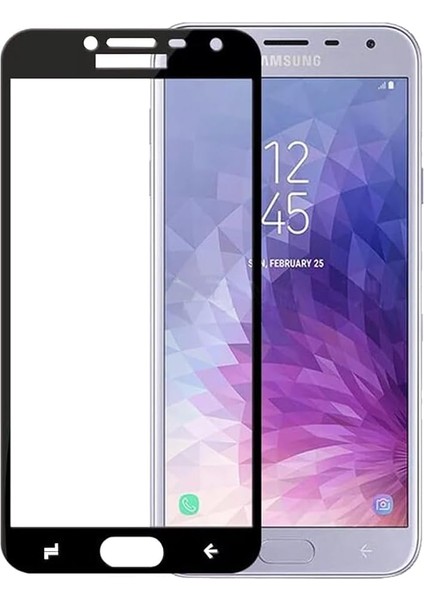 Samsung Galaxy J4 Uyumlu Full Kaplayan Temperli 5D Ekran Koruyucu Cam (Siyah)