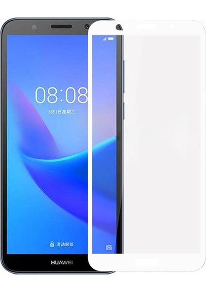 Y5 2018 Uyumlu Full Kaplayan Temperli 5d Ekran Koruyucu Cam (Beyaz)